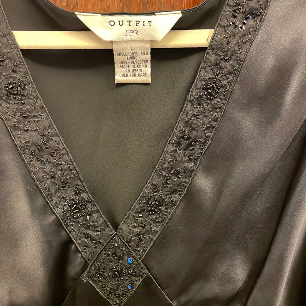 Black embellished silk cami/tank top - Picture 2 of 3